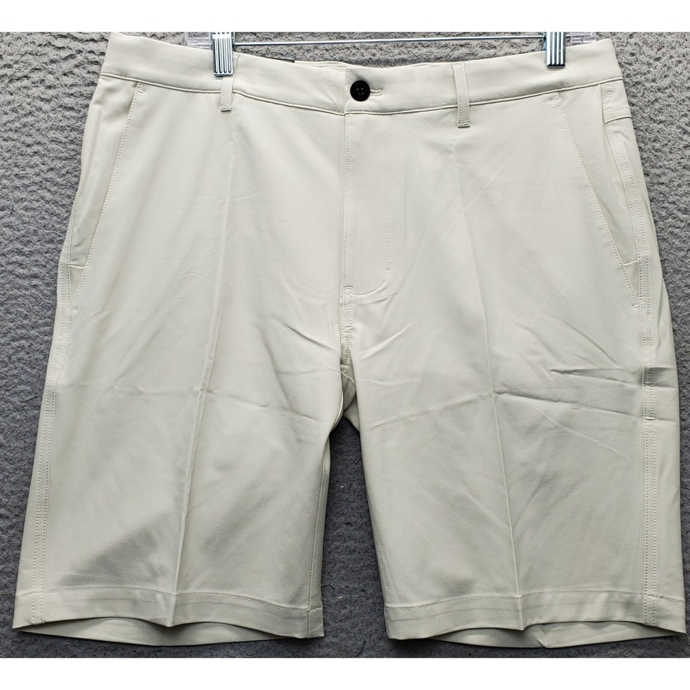 Dunning Golf Shorts Mens 33 Tan Player Fit Woven Performance Stretch Flat Front